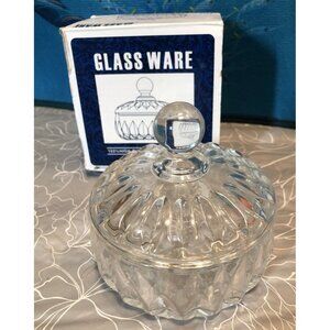Clear Glassware Candy Dish with Lid In Box